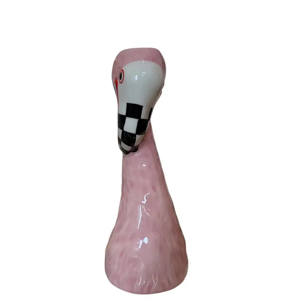 New MacKenzie-Childs Patience Brewster Flamingo Ceramic Bud Vase Chic Homeware